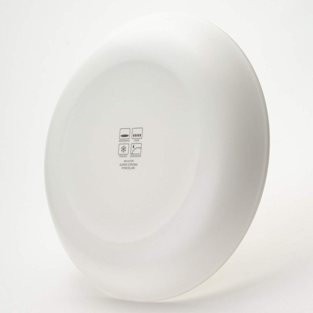 TAMAKI Fortemore White Plate, 24.3cm Diameter X 3cm Height, Microwave, Dishwasher, and Oven Safe, Lightweight Reinforced Porcelain, T-661888