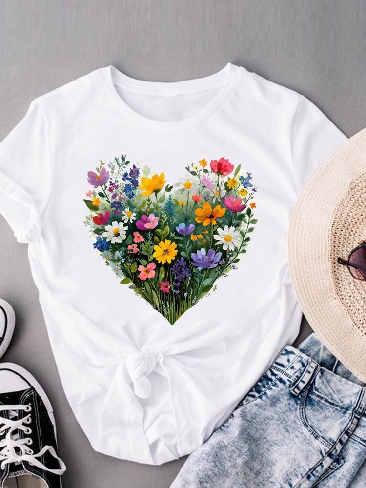 (Asian Size) Beach Trend O-neck Casual Clothing Short Sleeve T-shirts Fashion Female Women's Top T Shirt Printed Graphic Tee