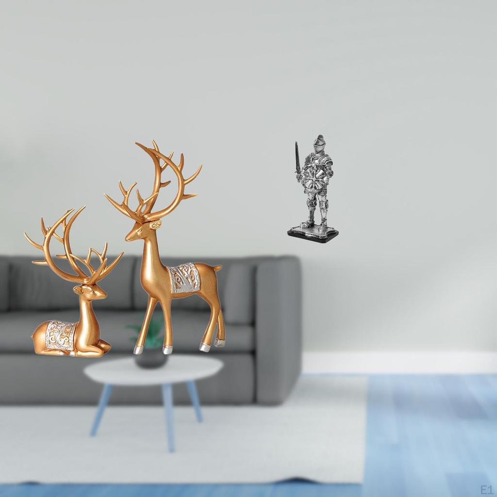 European Reindeer Knight Collectable Sculpture Vintage Tabletop Ornament Deer Lover Creative