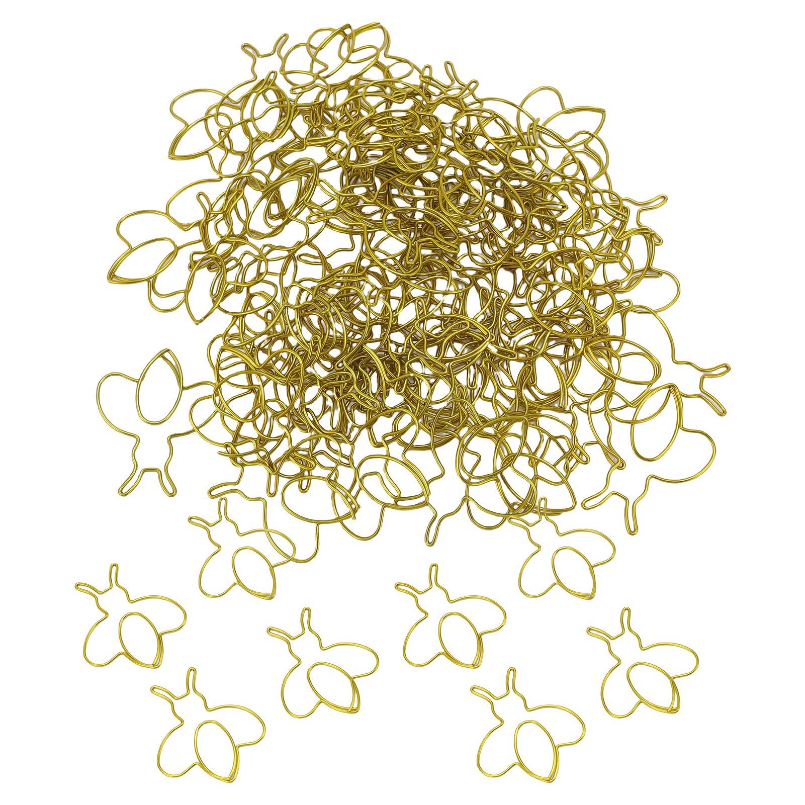 

80Pcs Cartoon Bee Paper Clips Cute Shaped Fun Bookmarks with Transparent Box School Supplies Gold золотой