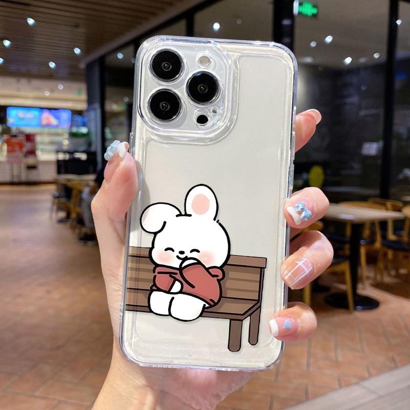 Applicable to iPhone17promax snickering shy rabbit rabbit space phone case Apple 16/15 fine hole 14th generation