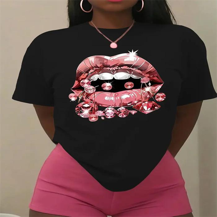 Summer Fashion Casual Cute Short Sleeved Round Neck Printed Top Women's Pure Cotton T-shirts