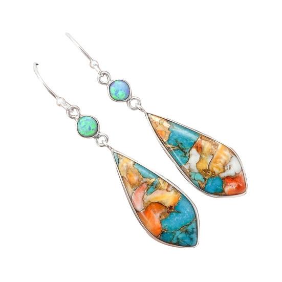 Bijuterii de epocă pentru femei Faux turcoaz cu strasuri. Cercei cu cârlig pentru ureche