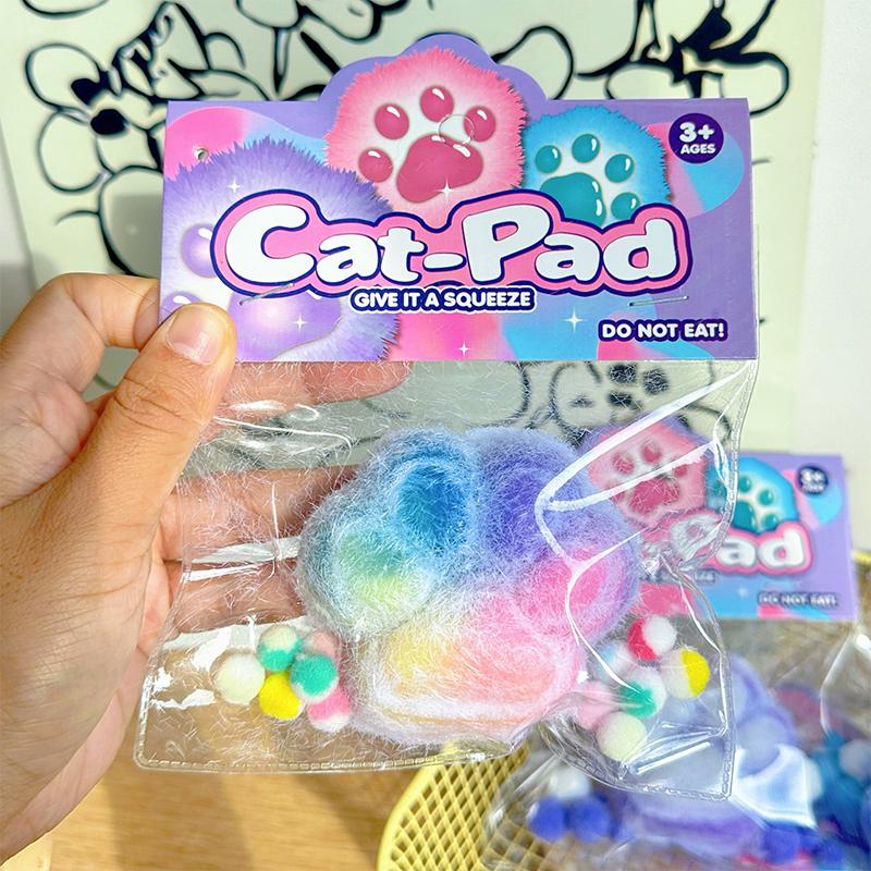 Mini Squeeze Toy Plush Dyed Cat Paw Pinching Toy Stress Relief Toy Fidget Silicone Slow Rebound Decompression Toy