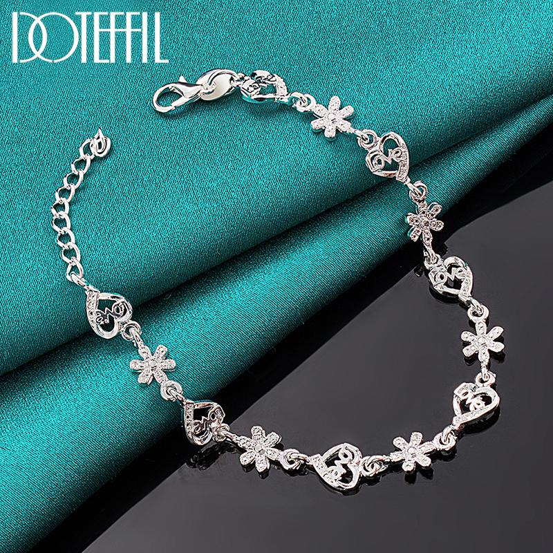 Flower Love AAA Zircon Bracelet Women's Party Gift Silver Beautiful Jewelry
