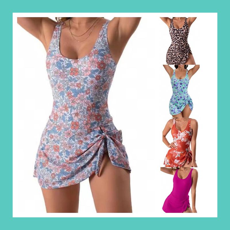 

Two-Piece Digital Print Slim Fit Swim Skirt Set: European & American Style Sexy Bikini for Women Large (L)
