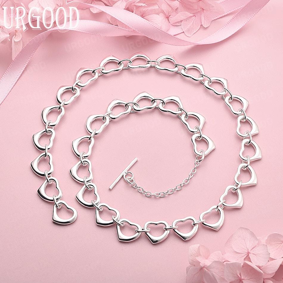 

925 Sterling Silver Charm Necklace Gift Wedding Fashion Jewelry 45cm