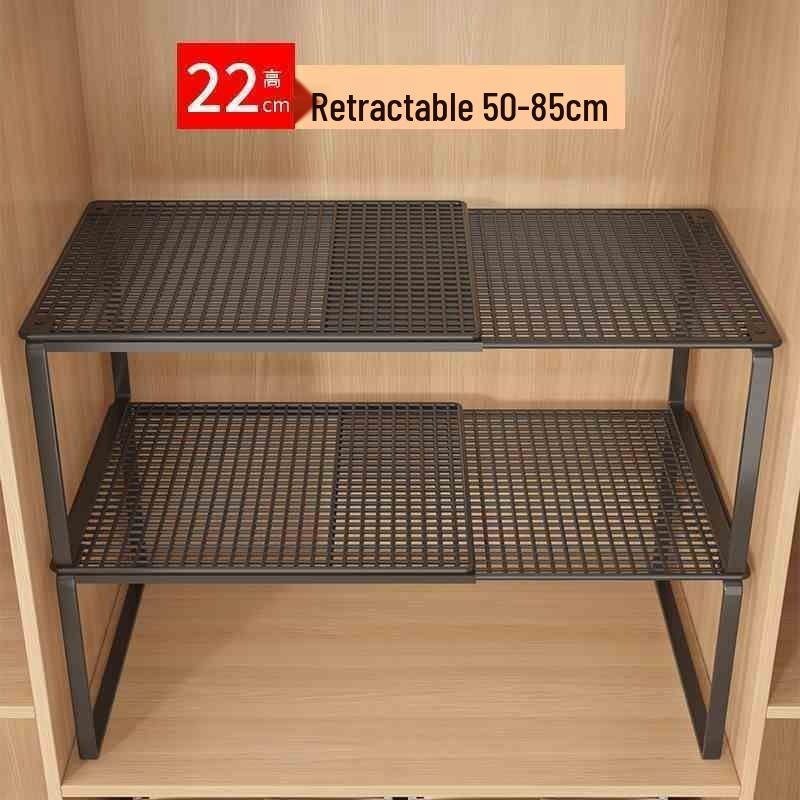 Expandable Wardrobe and Kitchen Organizer: Layered Shelves, Closet Dividers, Shoe Rack, and Gadget Storage