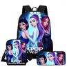 Large Capacity Schoolbag with Shoulder Strap; Student Three-piece Pencil Case Set