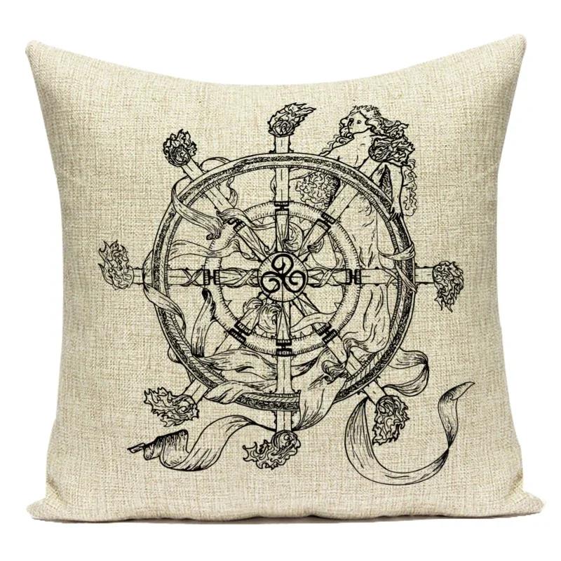 Horror Tarot Cushions Cover Bone Stand Decorative Cushioncovers Print Linen Pillows Black And White Portrait Pillows Cases Cojin