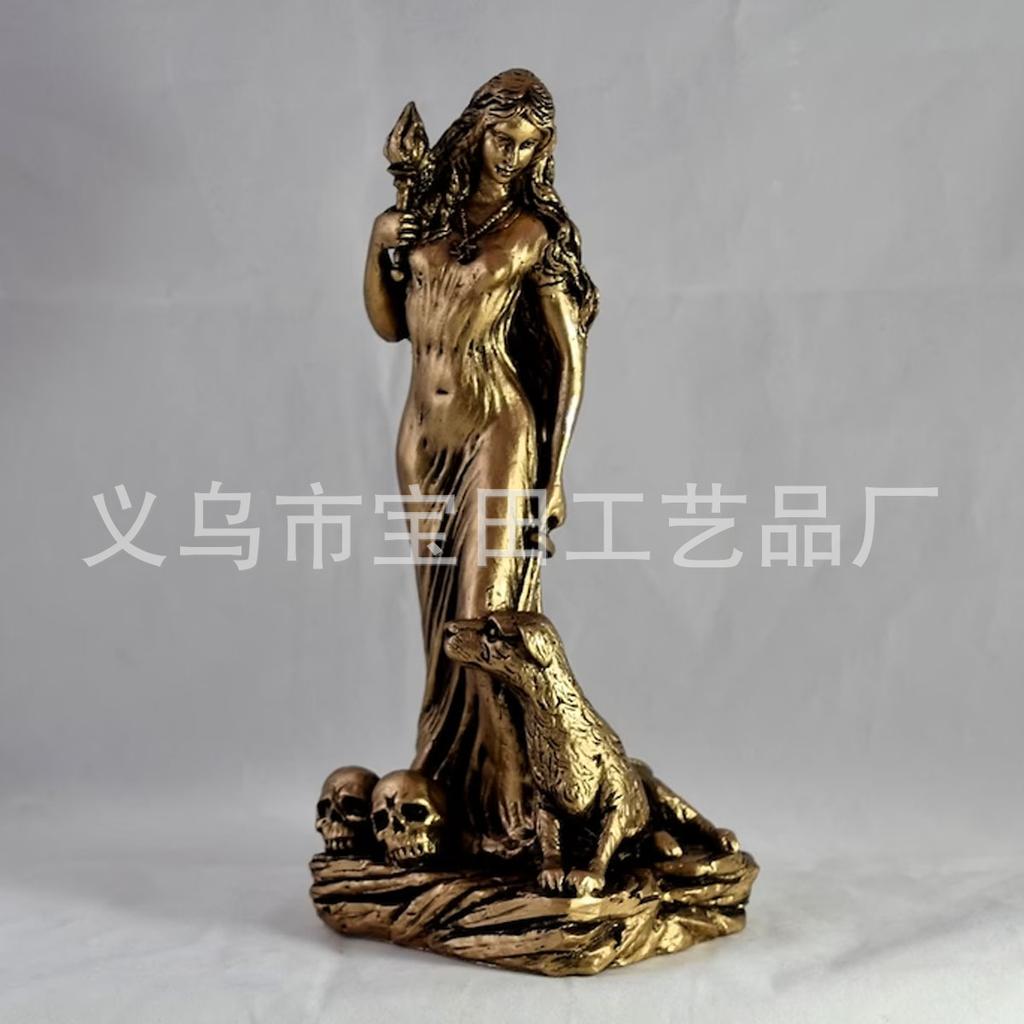 Golden Magic Witch Muse Kat God Pagan Altar Statue Ornament Decoration Home Sculpture Ornament