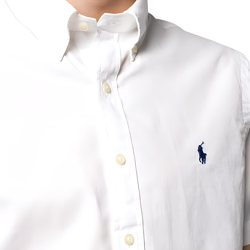 Polo Ralph Lauren FW22 Solid Oxford Short Sleeve Shirt Men shirts White 710794605-002