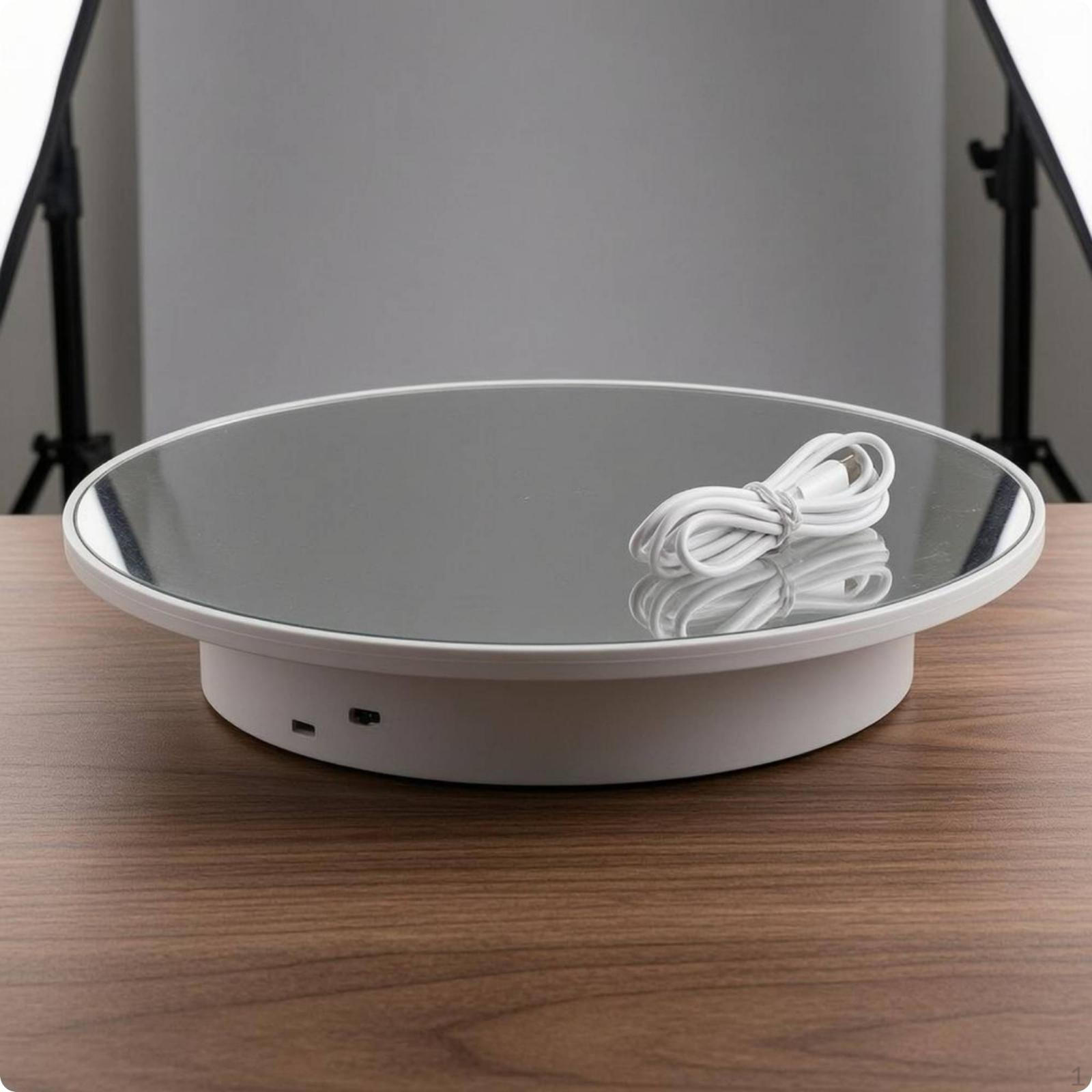 Electric Rotating Display Stand USB Powered Turntable Mirrored Top Mirror