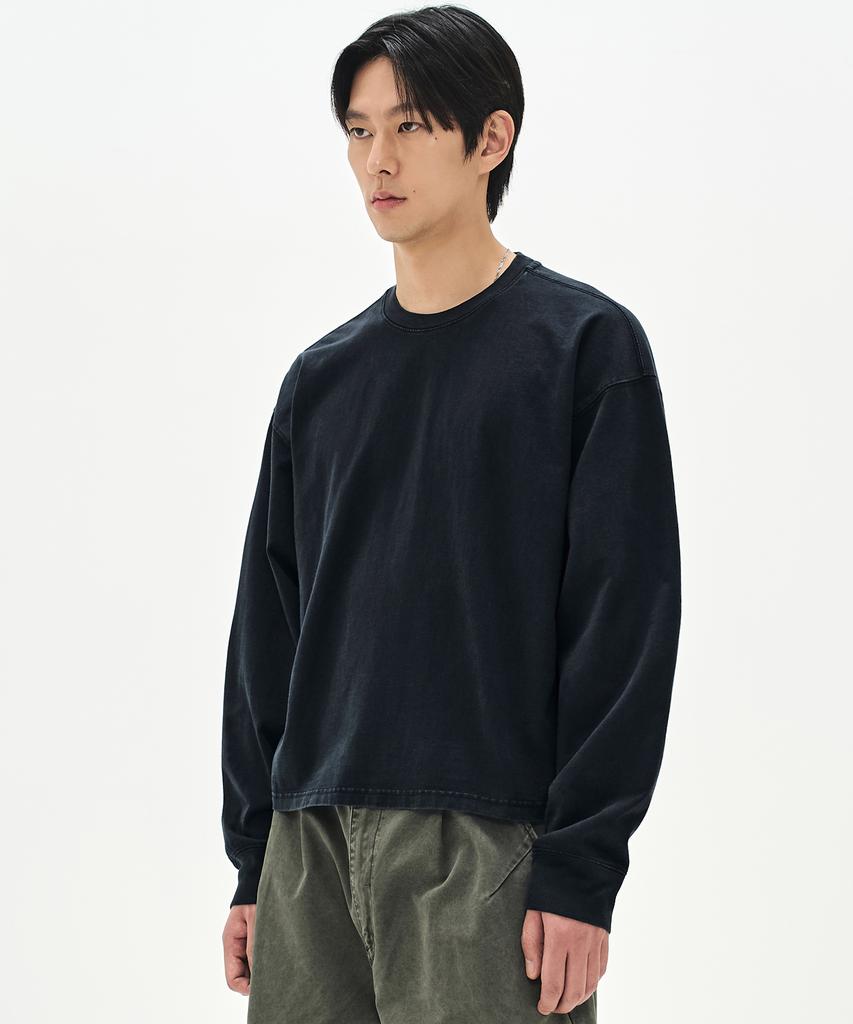 Sobeomeonteu 460G Crop Pigment Long Sleeve - Washed Black -
