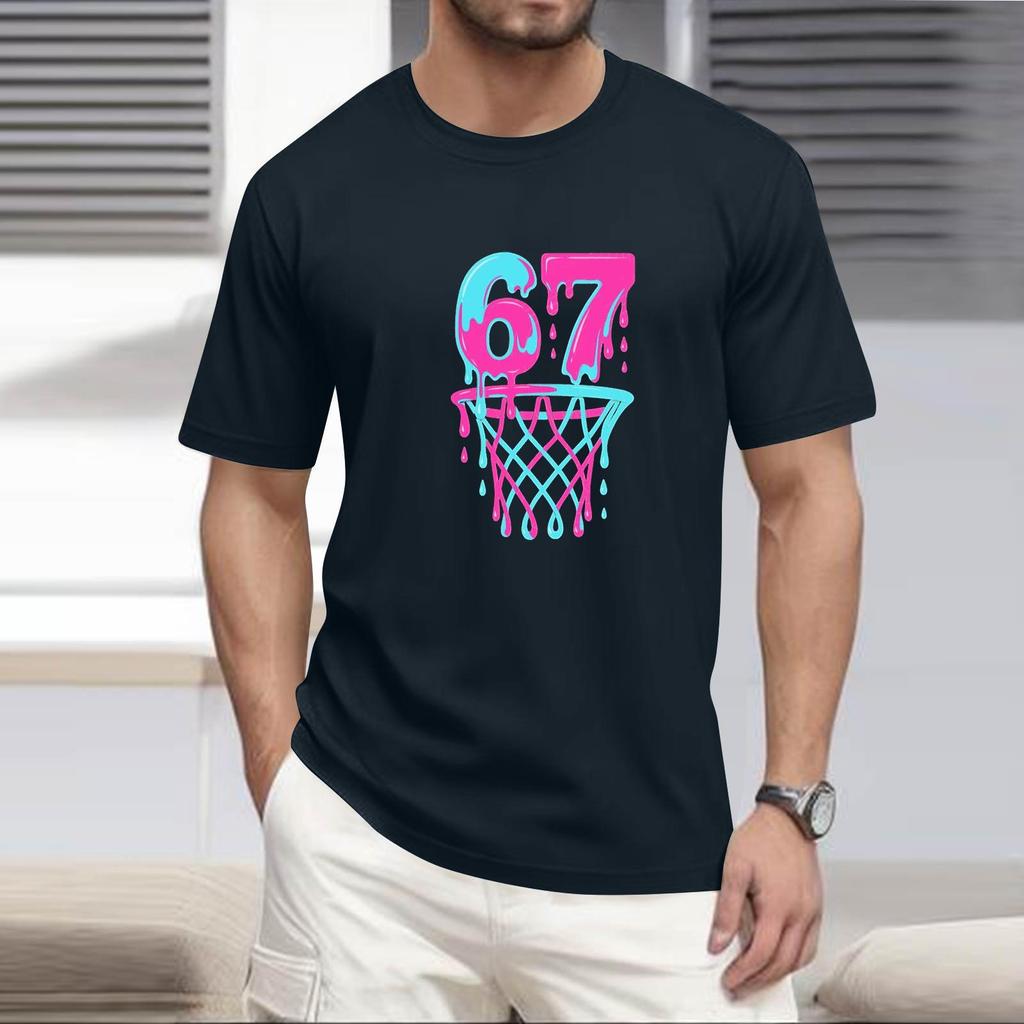 Men's  Popular T-shirt Printed Round Neck Short Sleeve T-shirt