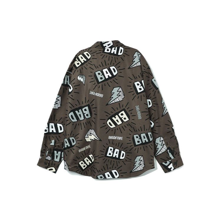 Li-Ning Cartoon Allover-Print Lockerer Schnitt Sport Langarmshirt Herren Hemden Schwarz Grau ASHR079-2