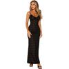 2023 Summer Women's Sexy Spaghetti Strap Lace Dress - Slim Fit, Transparent, Solid Color, Sleeveless