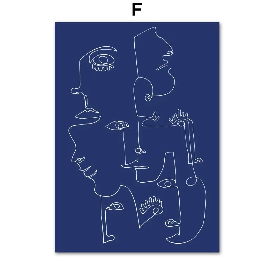 Matisse Blue Abstract Line Woman Leaf Wall Art Canvas Painting Nordic Posters And Prints Wall Picture For Living Room Home Decor