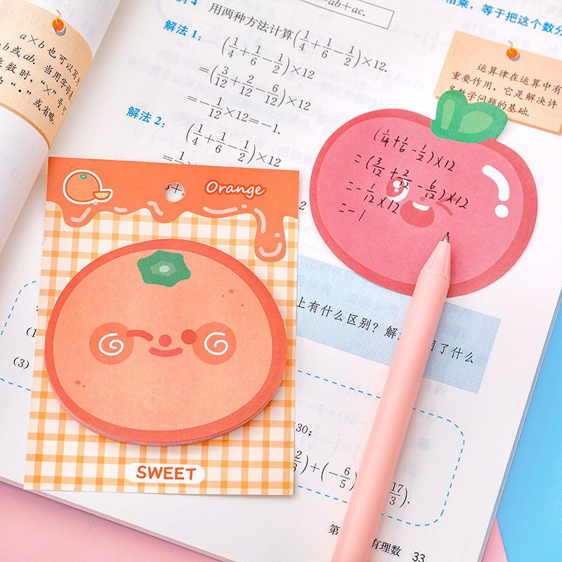1 Piece Cartoon Adhesive Cute Kawaii Fruit Notes Notepad Memo Pad Office School Supplies Stationery Sticker Decoration