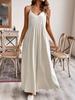 Elegant Women's Solid Color Cotton Linen Spaghetti Strap A-line Maxi Dress