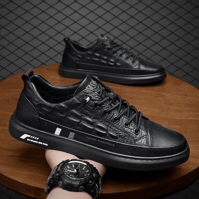 Men's Shoes Spring New Board Shoes Men's Casual Leather Shoes Trend Versatile Chef Shoes Non-slip Wear-resistant Shoes Men