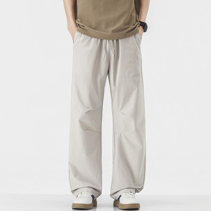 American Trendy Brand Three-dimensional Tailoring Loose Straight Casual Pants Men's Solid Color Simple and Versatile Wide-leg Drape Long Pants