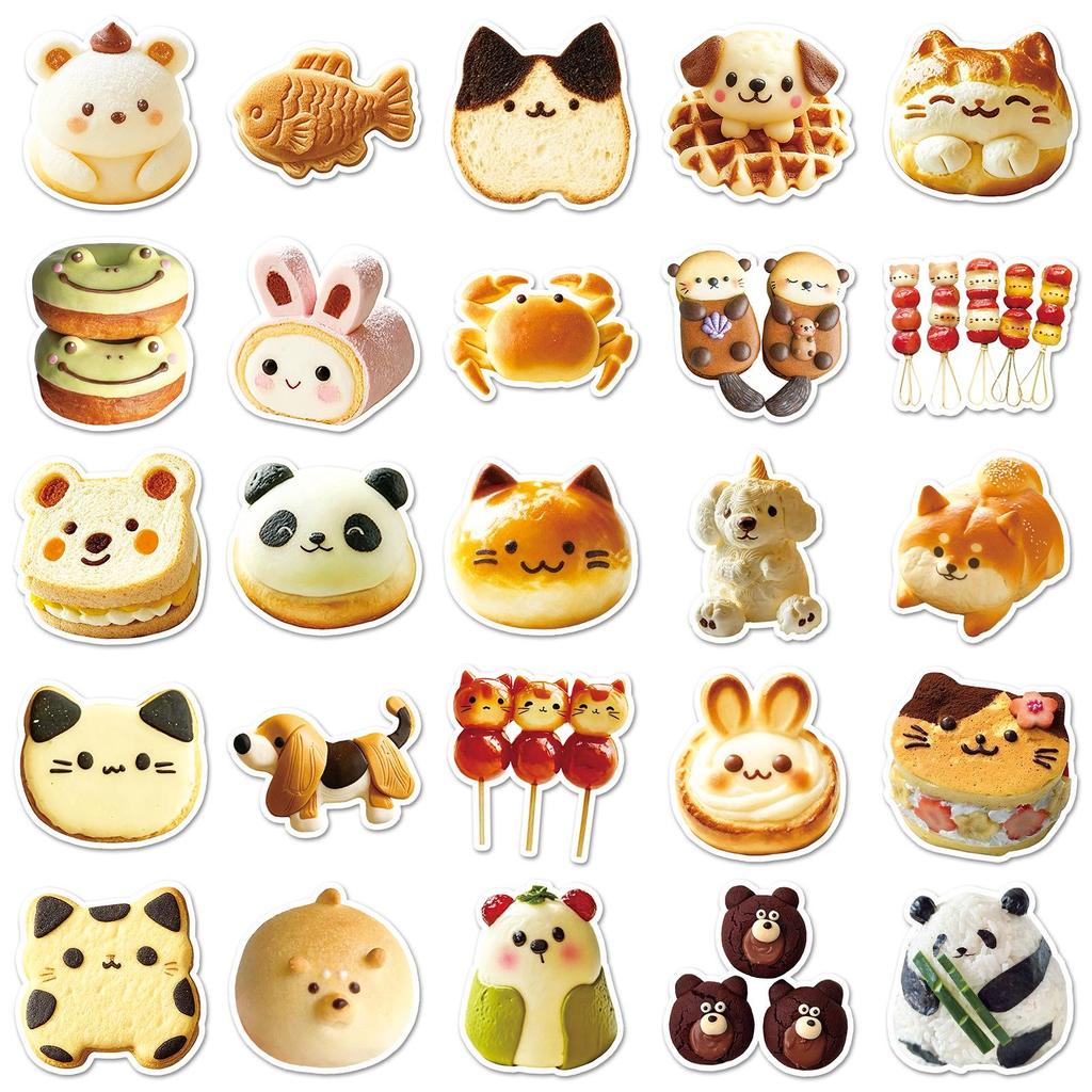 Tierfutter Sticker Set: 50 Niedliche Cartoon Brot-, Keksformen, Wasserdichte Brotdosen-Dekoration.