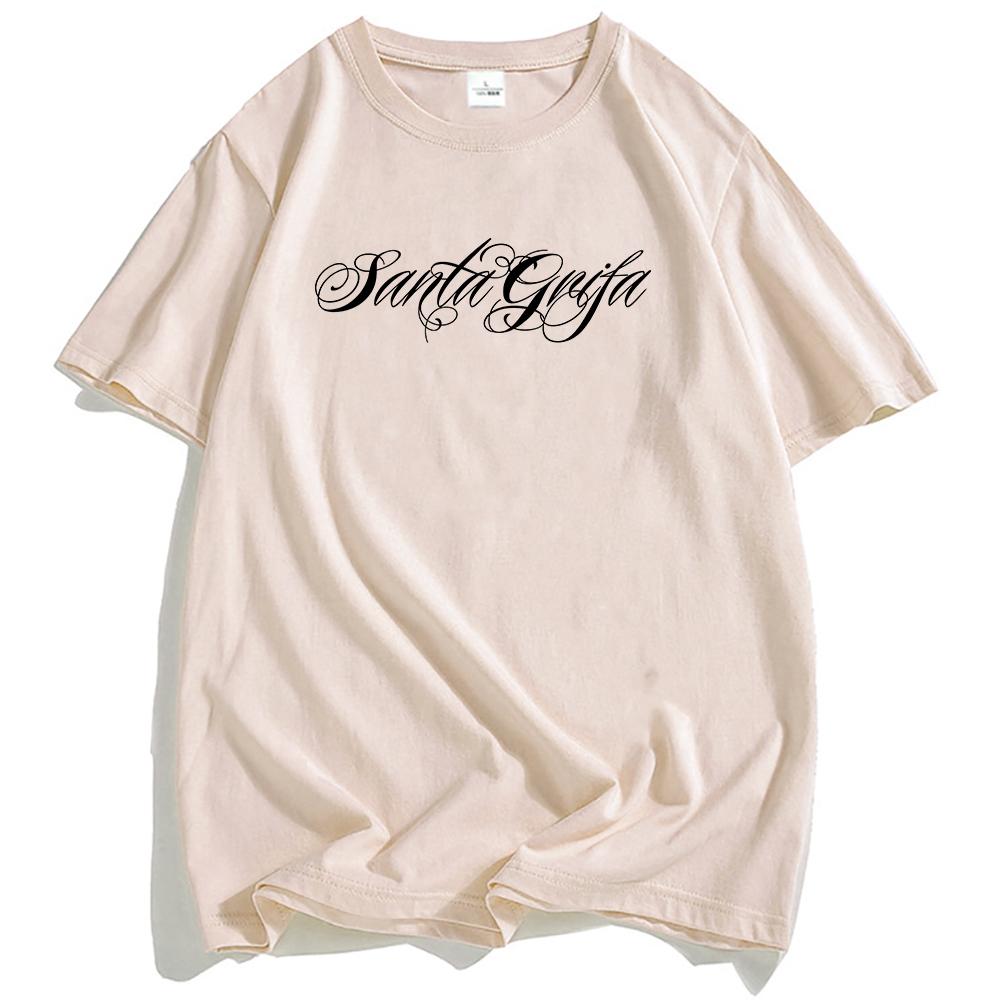 Music Group LA SANTA GRIFA Tshirts Short Sleeve Cotton Male T-shirt Casual Fashion Unisex Streetwear Hip Hop Men Women Clothing