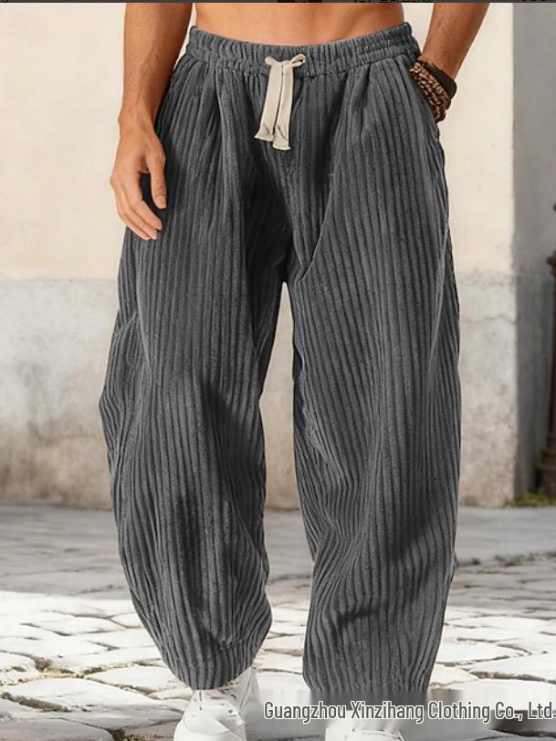Autumn-Winter Men's Chinese Style Corduroy Harem Pants - Plus Size, Trendy & Versatile Casual Wear