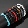 Natural Tiger Eye Quartz Turquoise Volcanic Stone Elastic Beaded Bracelets for Men Women Personality Cross Bracelet Jewelry Gift