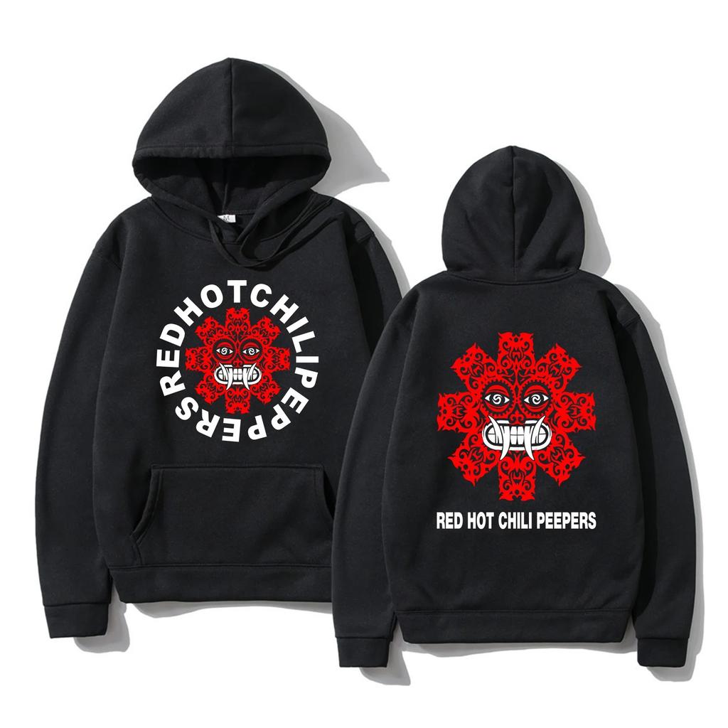 2024 Winter Oversized Men Red Hot Fire Squid Chili Peppers Hoodies Women Thermal Sweatshirt Ladie Long Sleeves Unisex