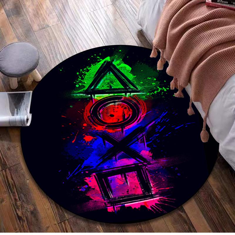 

1Pc Gaming Controller Circular Print Rug - home decoration Carpet For Living Room Bedroom Flooring Computer Chair Area Rug 80x80cm( 31x31in)