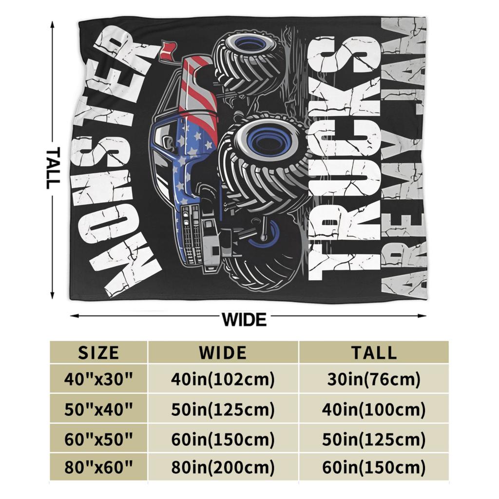 Monster Trucks Are My Jam Plush Blanket Girls Boys Flannel Throw Blanket For Couch Chair Warm Custom Quality Bedspread Gift