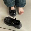 Japanese cute bow with lace platform small leather shoes women's 2025 summer new versatile Mary Jane single shoes