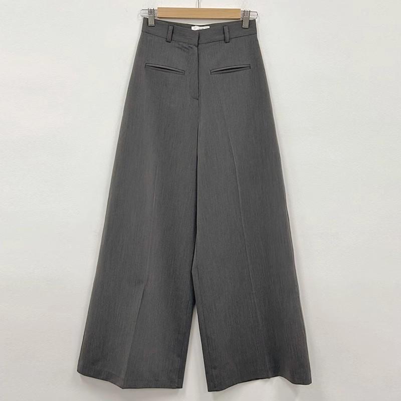 

Кюлоты с высокой талией и широкими штанинами для миниатюрных женщин - Весенние драпирующиеся брюки от костюма длиной до пола Small серый