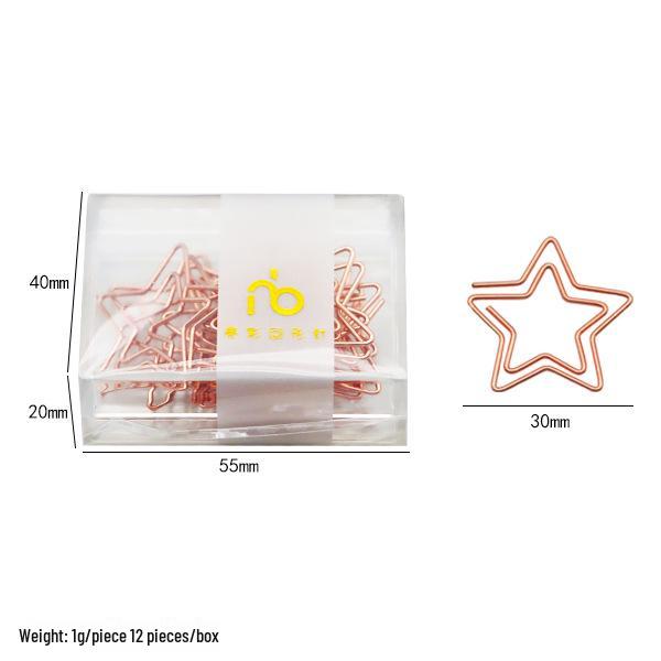 Electroplated Pentagram Paper Clips - Multicolored Metal Office Stationery for File Organization