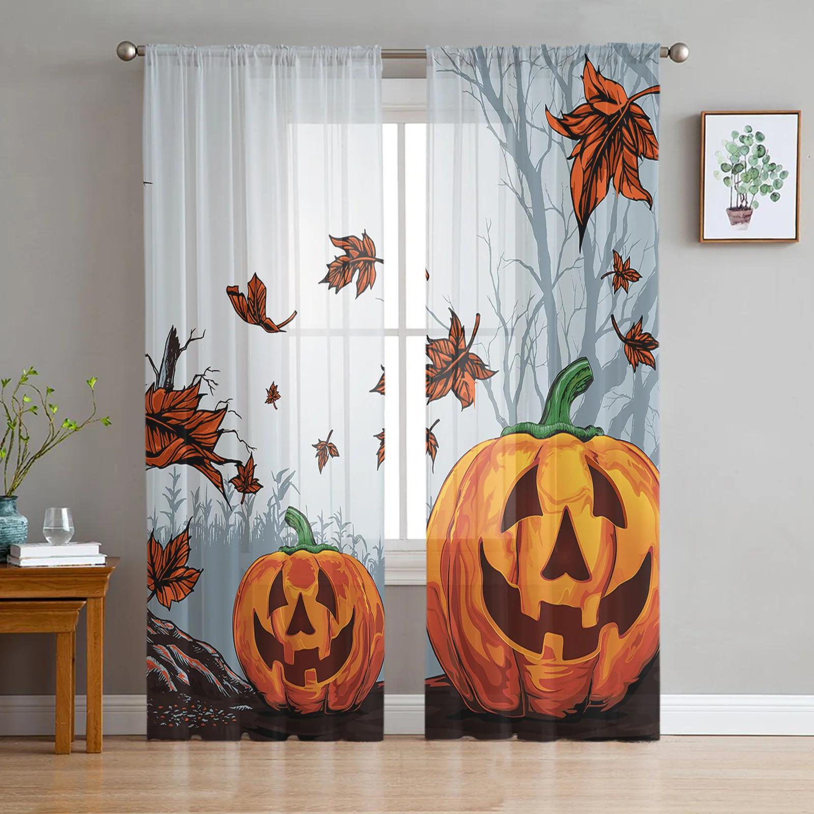 

Хэллоуин Ворона Скелет Вуаль Шторы Для Спальни Тюль Оконные Шторы Для Гостиной Прозрачные Шторы Жалюзи Портьеры W135 x H115cm x1&Grommet Top