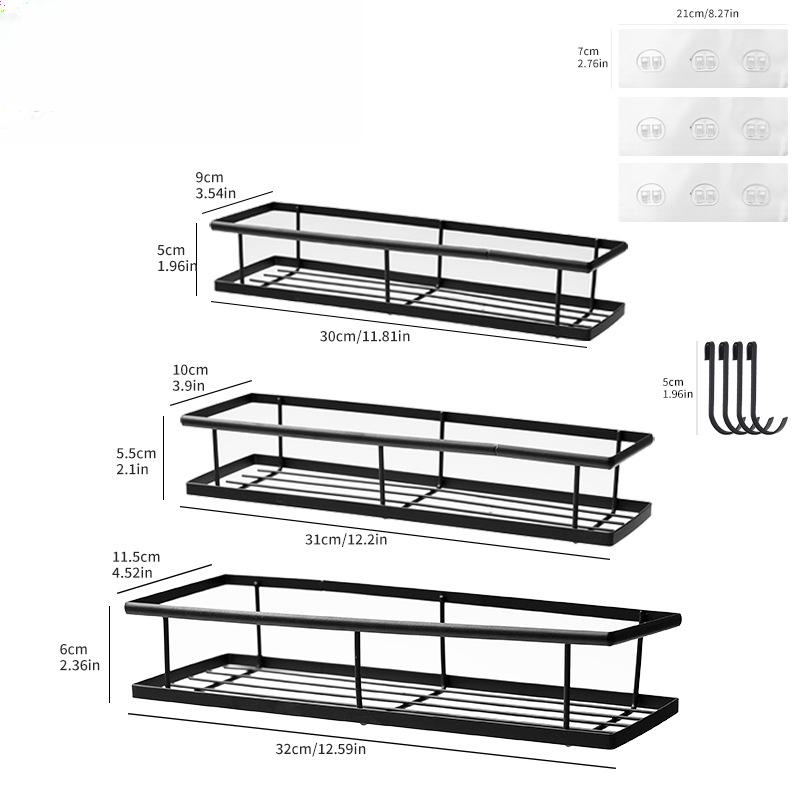 No-hole Bathroom Shelves Household Bathroom Kitchen Supplies Iron Wall Hanging Storage Hanging Shelves