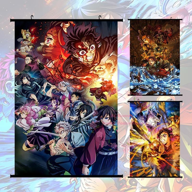 Car Beautiful Stickers Unisex S-Slayer D-Demon Mugen Castle Nine Pillars Tomioka Giyu Tanjiro Butterfly Ninja Anime Scroll Poster Peripheral