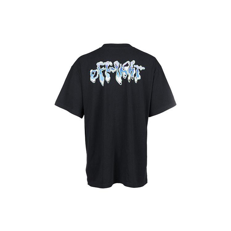 Off-White 90s Liquid Over Short-Sleeve Tee Black/Blue Men Tops OMAA038S22JER0061045