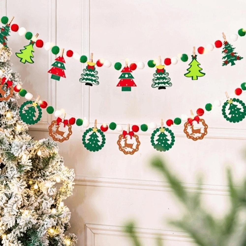 Cartoon Christmas Luminous Banner Santa Claus LED Light String Xmas Wall Ornaments Room Background
