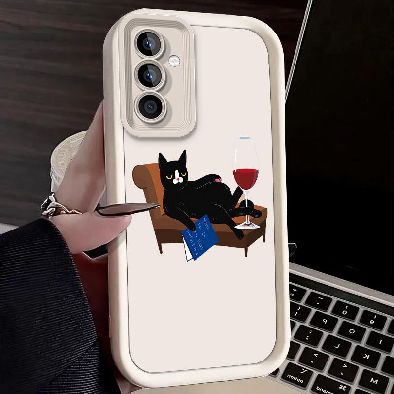 The Lying Black Cat Case for Samsung Galaxy A53 A50 A50S A36 5G A35 A34 A33 A32 A30 A26 A24 A23 A22 A20 A16 A15 A14 A13 4G Cover