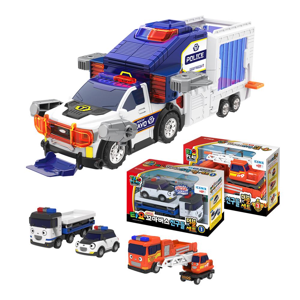 [pororomall] Tayo The Little Bus Police Ranger SWAT Playset with Emergency & Fire Minicar Double Set