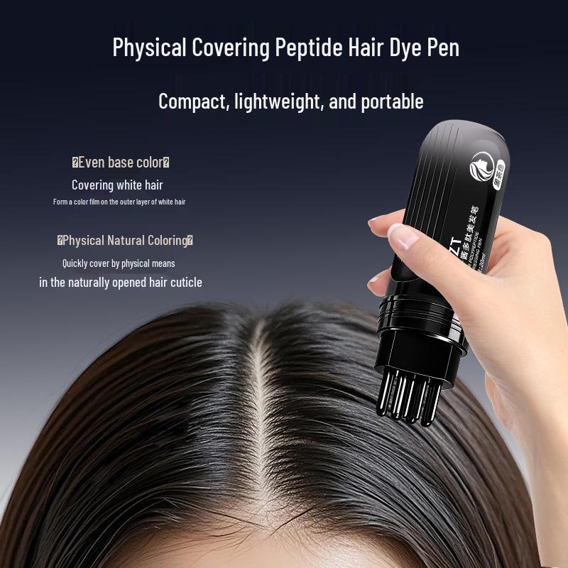 PAZT Caviar Hair Color Pen with Comb - Temporary Gray Hair Touch-up, Non-Fading.