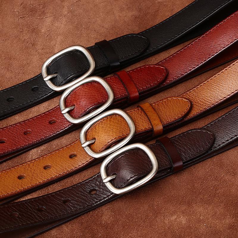 Cowhide Women's Genuine Leather Pure Pin Buckle Belt Trendy Wild Women's Internet Celebrity Jeans Belt Women