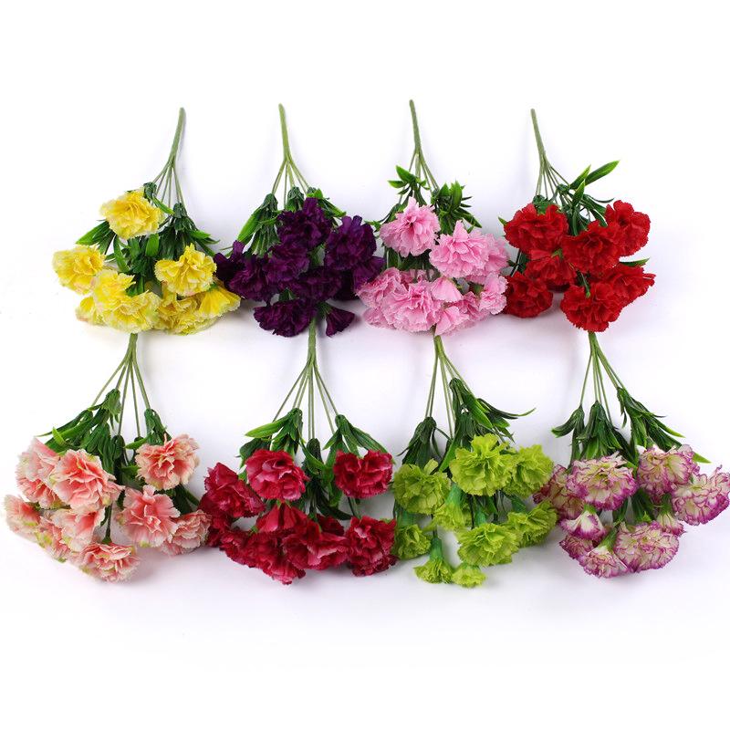 10 Testa Garofano Artificiale Decorazione per la Casa Multicolore Bellezza Fiore Finto di Seta Speciale per Matrimonio e Decorazione di Festival