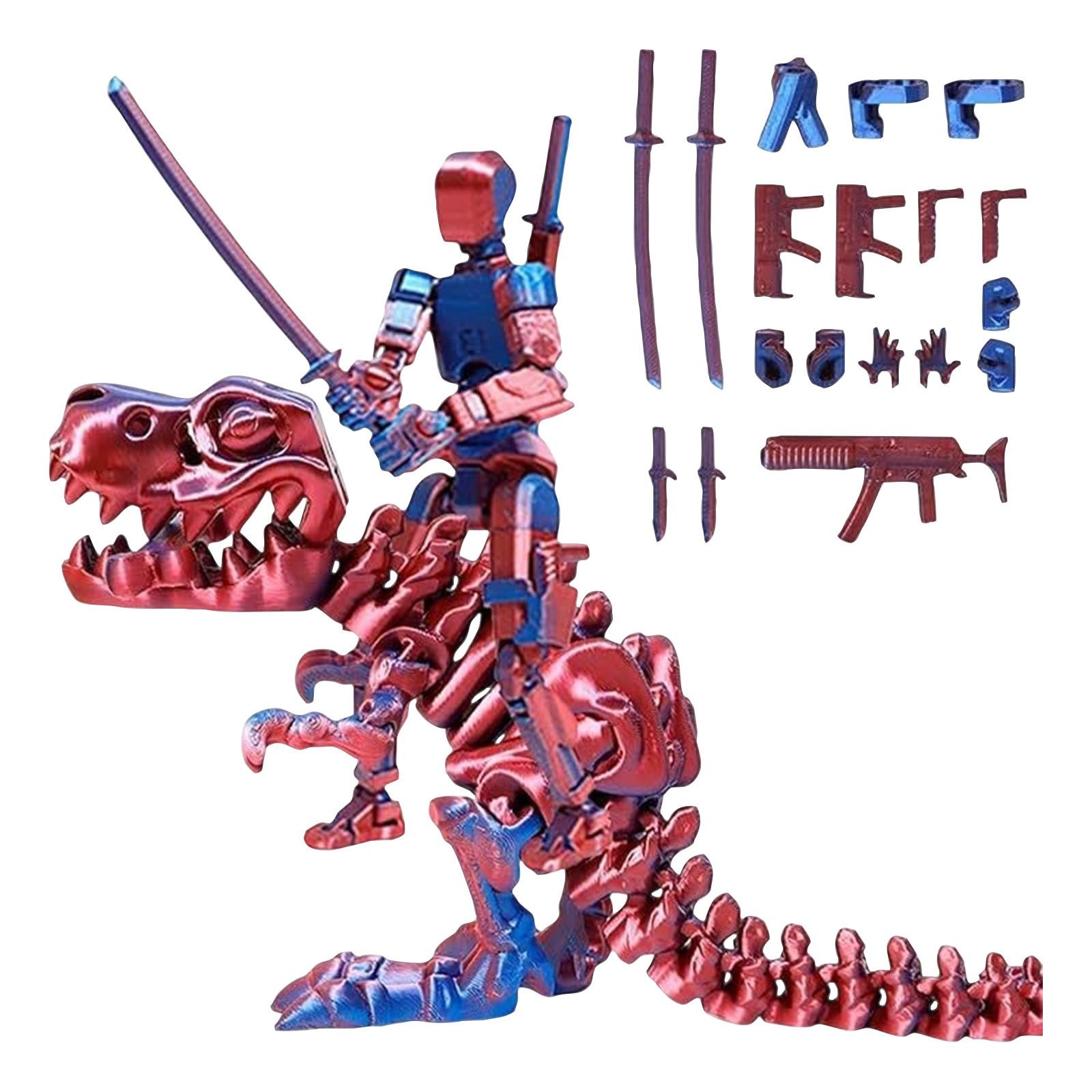 3D Printed Dinosaur Skeleton, Ornament, Joints Movable, Handmade Dinosaur Bones One Size синий