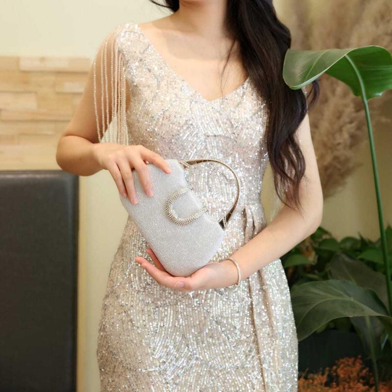 WTEMPO Brand Fashion Slim Flashing Handheld Dinner Bag Premium Texture Women Handheld Bag Dress Party Matching Small Square Bag