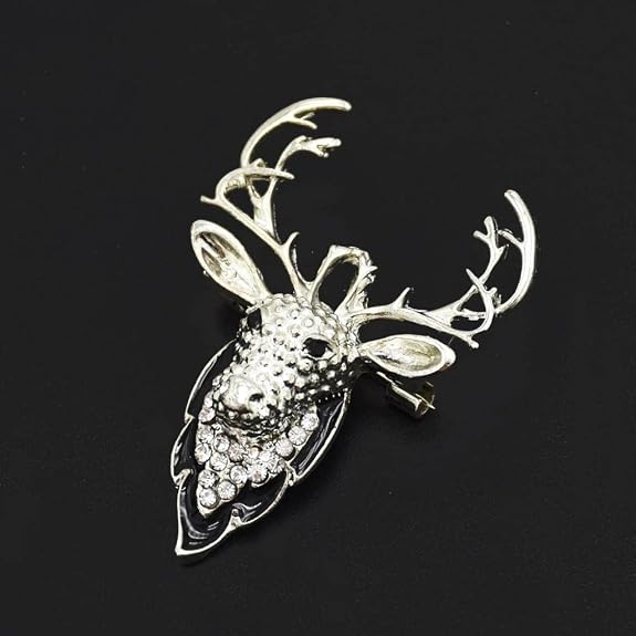 @Women Elegant Christmas Reindeer Necklace Crystal Brooch Pin UKD646 80%off