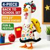 23-Inch Porch Goose Costume with Back to School Theme Printed Dress  Hat  Backpack  Pencil Set for Outdoor Garden  Yard  Lawn Decoration